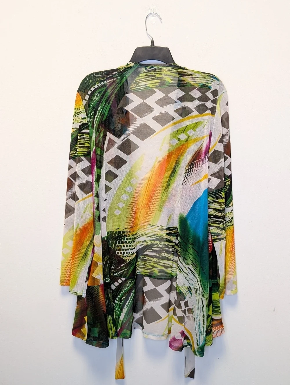 Artex Sheer Beach Cover Up OS Vintage Boho Tie Front Kimono Cardigan
